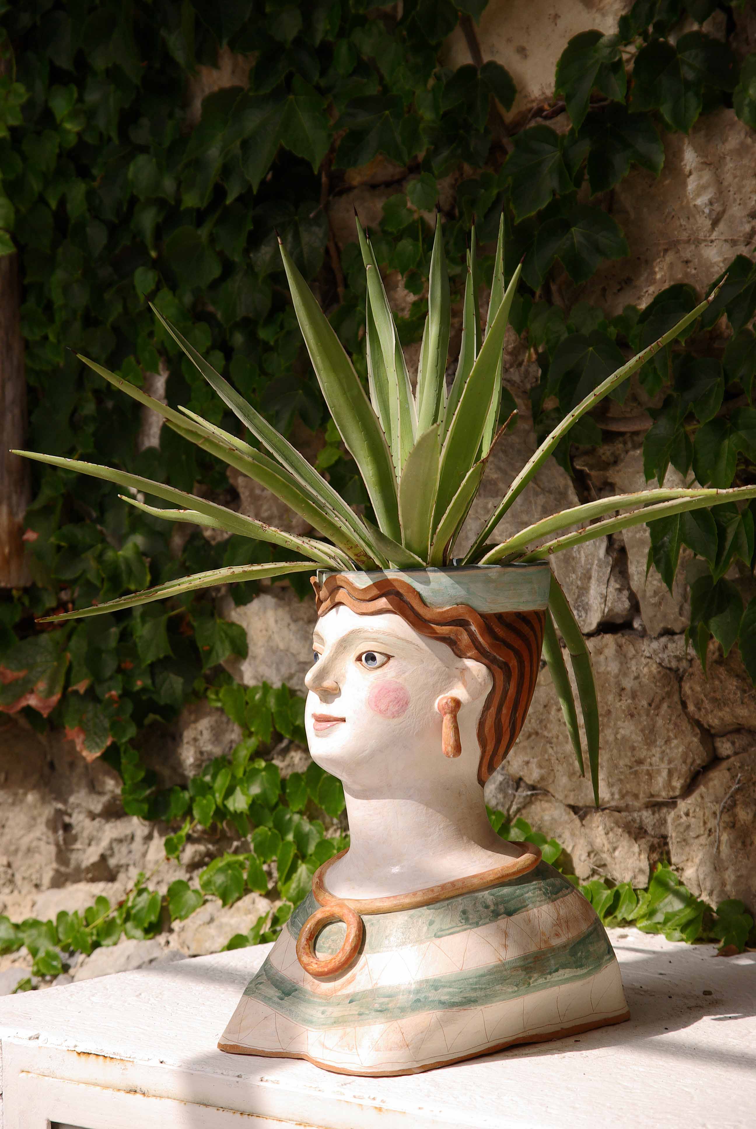 outside head with flower