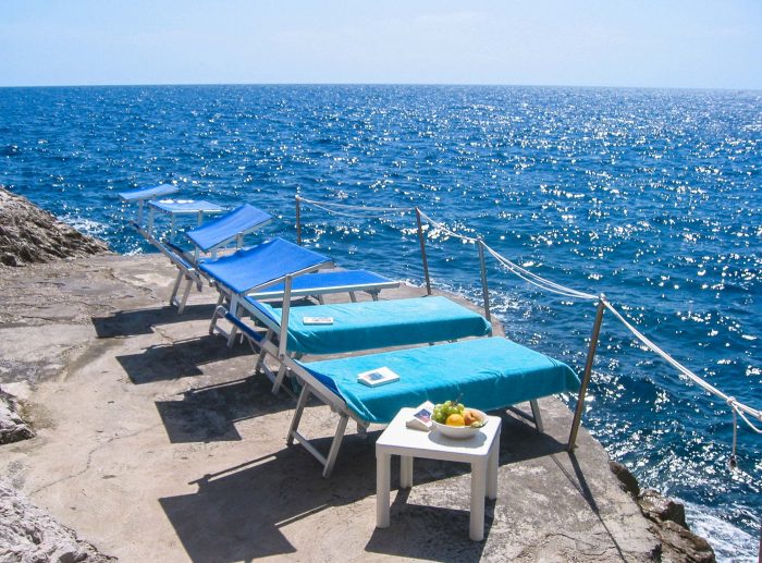 Villa la Madonnina Amalfi Coast deck chairs at sea platform