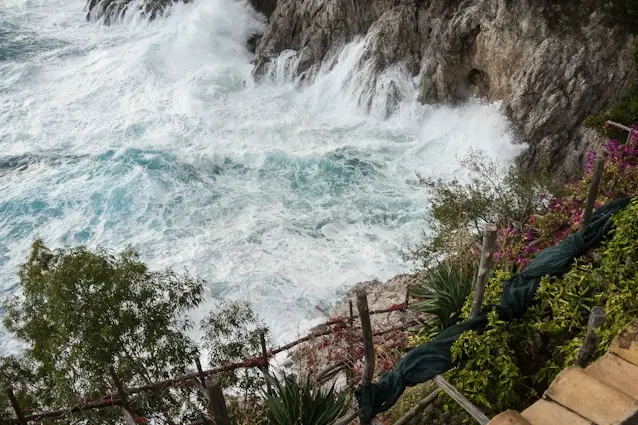 Amalfi Coast sea with waves